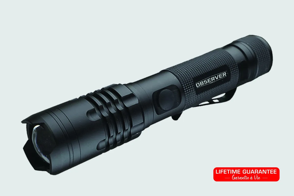 Torcia tattica a LED ricaricabile da 1200 lm - Potente e con garanzia a vita | Observer Tools