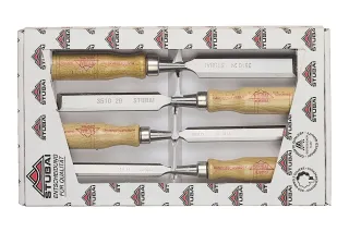 Set de ciseau à bois avec manche en hêtre rouge, 4 pièces 3511 04 | Ciseau | Stubai