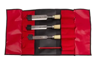 4-piece carpenter's chisel set in a roll-up bag S3576 04 | Chisel | Stubai