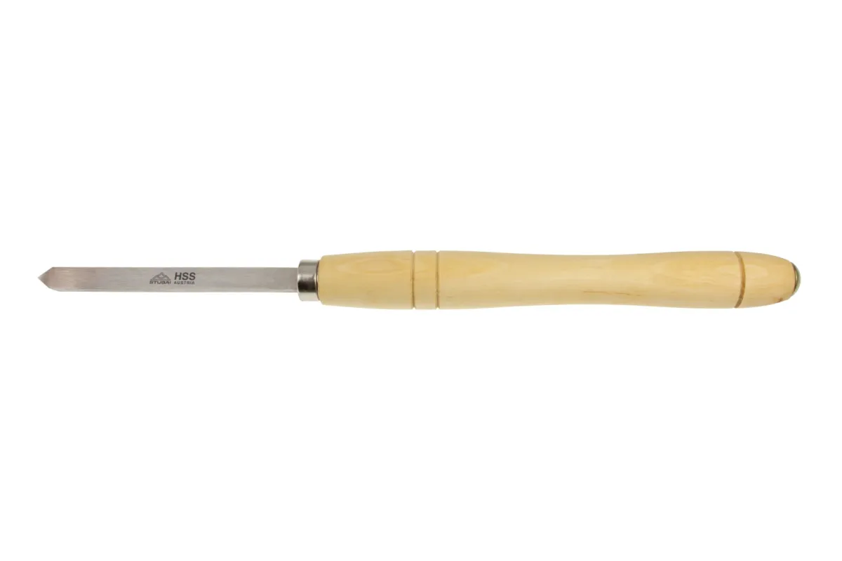Ciseau de tourneur forme pointue 7026 25 | Outil de tournage HSS avec manche en bois d’aulne | Stubai