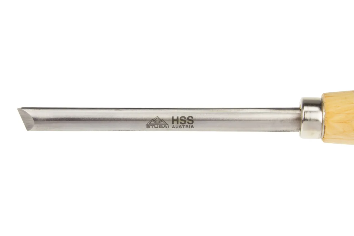 Oval-shaped oblique-shaped turner's chisel 7028 25 | HSS turning tool with alder wood handle | Stubai
