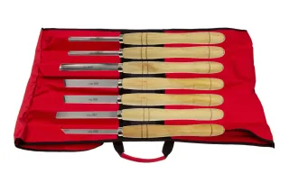 Jeu de base de gouges 7 pièces dans une sacoche S7090 07 | Jeux d'outils de tournage en HSS | Stubai