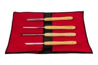 Set de gouge n° 1, 4 pièces dans une sacoche S7000 03 | Jeux d'outils de tournage en HSS | Stubai