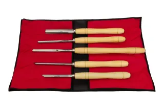 Set de gouges n° 3, 5 pièces dans une sacoche S7000 05 | Jeux d'outils de tournage en HSS | Stubai