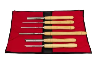 Set de gouges n° 4, 6 pièces dans une sacoche S7000 06 | Jeux d'outils de tournage en HSS | Stubai