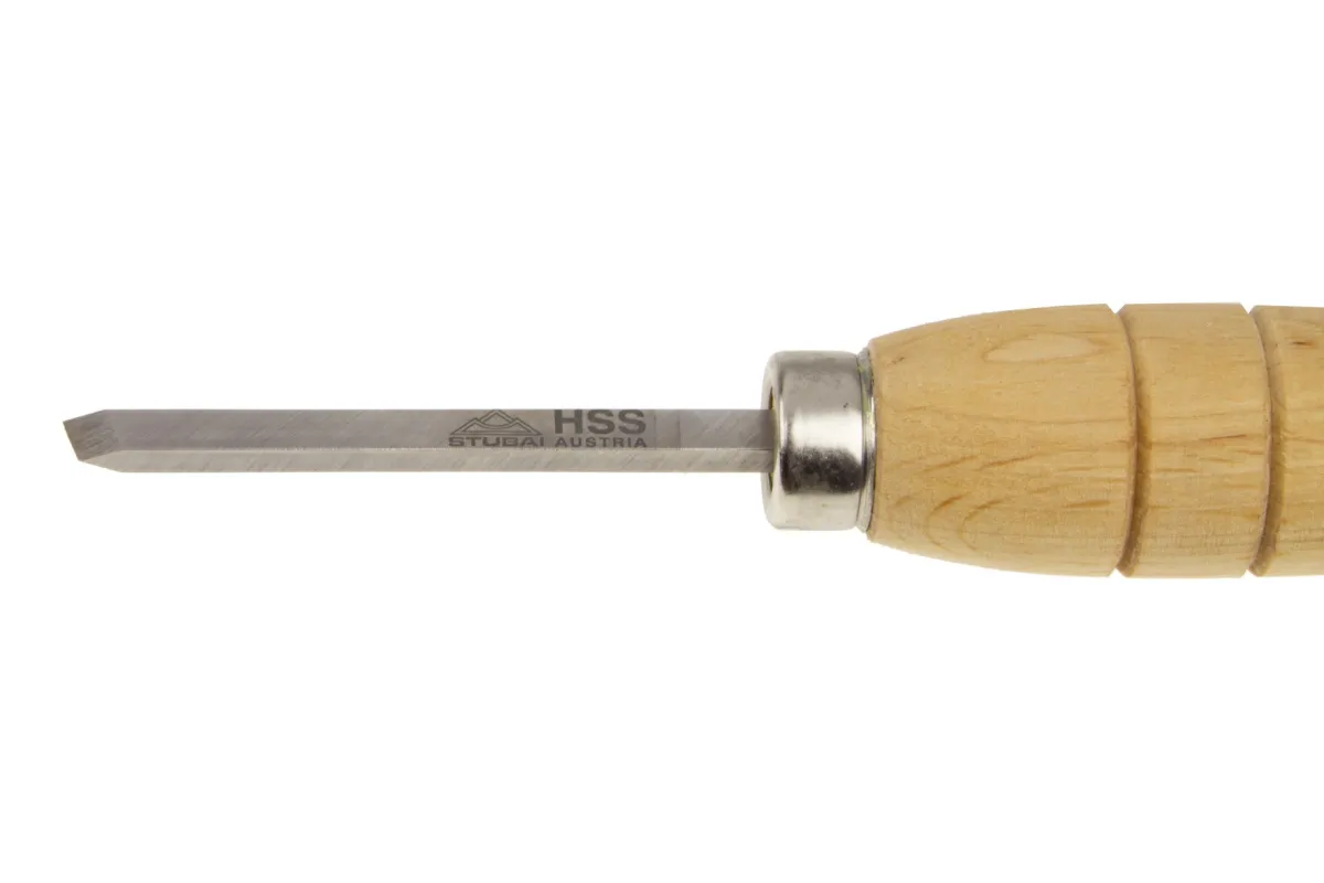 Ciseau plat, micro oblique 7083 06 | Micro-outils de tournage HSS avec manches en bois d’aulne | Stubai