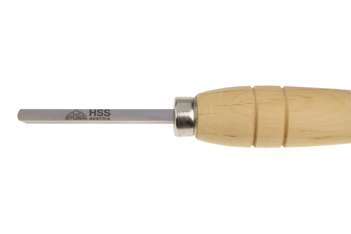 Ciseau plat, micro rond 7084 06 | Micro-outils de tournage HSS avec manches en bois d’aulne | Stubai