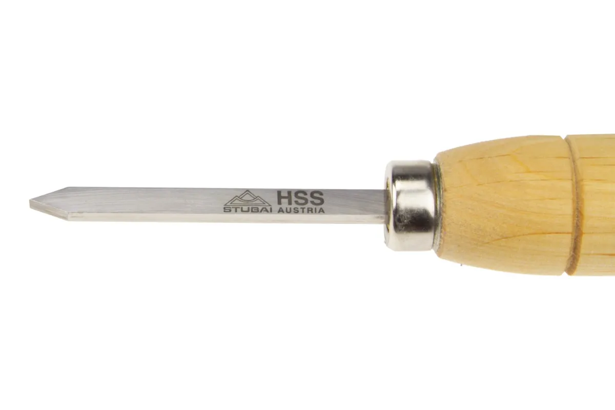 Ciseau plat, micro pointu 7085 02 | Micro-outils de tournage HSS avec manches en bois d’aulne | Stubai